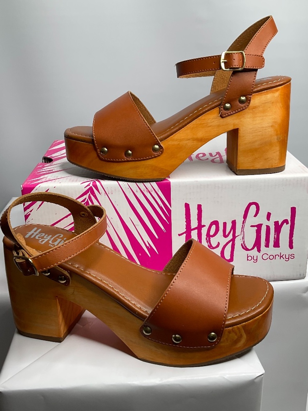 HeyGirl by Corkys Country Club Wood platform Sandal
